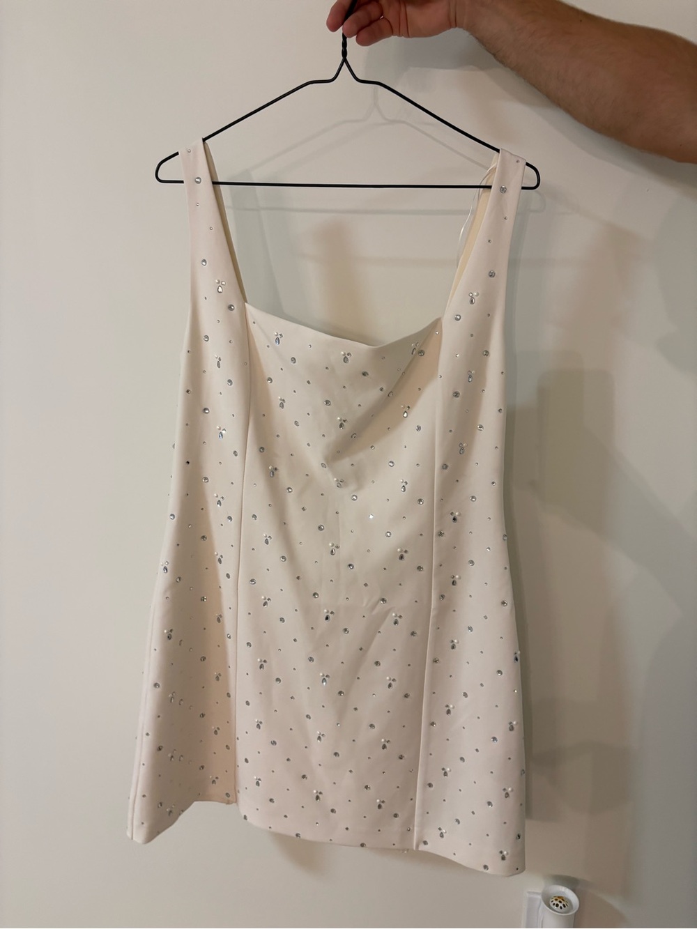 Dynamite Cream Mini Dress with Rhinestone Detail